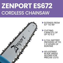 Zenport ES672 Cordless, Battery-powered, Telescopic Pole Chain Saw, 2.5 Meter (8.2 Feet) Max Length
