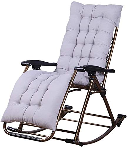 Recliner Garden Rocking Chair Folding Recliner Outdoor Adjustable Sun Lounger Rocker Zero Gravity Seat Lightweight Sturdy Steel Frame Easy Storage No need to install (Color