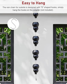 WhamtL Waterfall Rain Chain 6ft 7.5ft 8.5ft 9ft 13ft 15ft 16ft, Metal Hanging Rain Gutter Chain Rainwater Diverter, Black Rain Catcher for Downspout(Style1,6m (19.7ft))