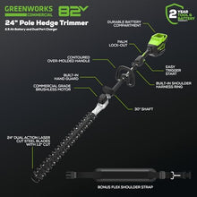 Greenworks 82V 24 in Pole Hedge Trimmer, 2.5 Ah Battery and Charger