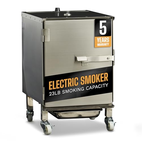 SmokinTex Lil' Tex Electric Smoker - Stainless Steel Portable Meat Smoker Grill with Temperature Control, Wood Chip Tray, and Meat Probe for BBQ, Jerky, Vegetables