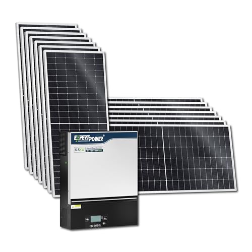 ExpertPower 7560W Solar Power System Kit | 48V - 120V 6.5KW Hybrid Solar Inverter, 540W Bifacial Solar Panels x 14, 120A MPPT Controller | Residential, Back Up, Home, Cabin, Off Grid