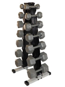 Ader Sporting Goods 7 Pair Dumbbell Rack with Hexagon Dumbbell Set Grey