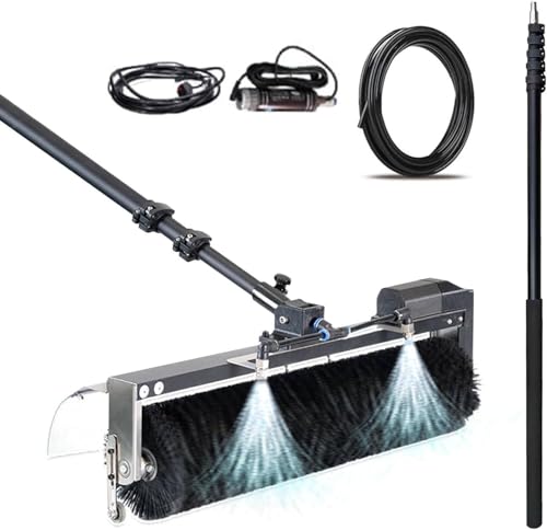 AOXHUGB Outdoor Solar Panel Cleaning Kit - 60cm Automatic Rotating Brush Telescopic Pole Extends to 3.5M - Efficient Water-Powered Window & Solar Cleaner(Size 5.5m)