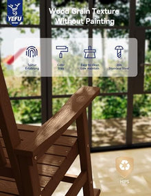 YEFU Outdoor Rocking Chair Set of 2 Heavy Duty Teak