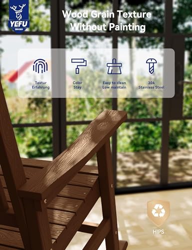 YEFU Outdoor Rocking Chair Set of 2 Heavy Duty Teak