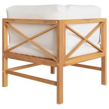KFPOERTFGD 2-Seater Patio Bench with Cream Cushions, Teak Wood Garden Loveseat for Outdoor Terrace and Backyard Furniture