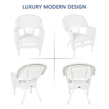 Jeco Wicker Chair with Red Cushion, Set of 2, White/W00206-