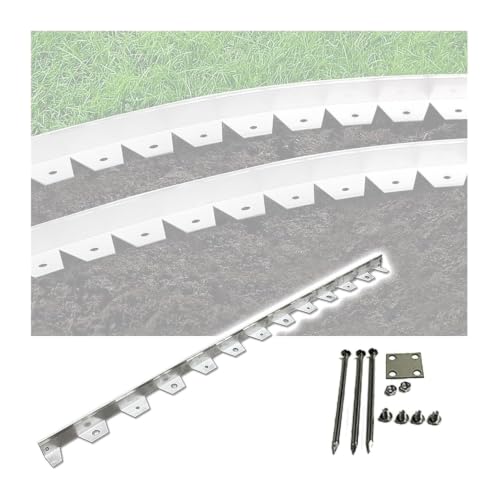 XIYYANUS Steel Lawn Edging, Fle ible Stainless No Garden Silvermultiple for Beds(Silver-5pcs,100x3x5cm)