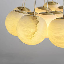 Ceiling Pendant Light, Modern Stylish Bubble Ball Chandelier Marble Material Lampshade 16 Lights G9 Pendant Light Adjustable Cord Dining Room Restaurant Hanging Lamp in Gold