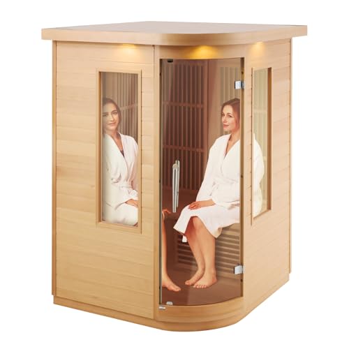 VEVOR 2 Person Far Infrared Hemlock Wood Sauna Brown