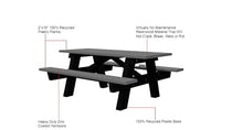 Frog Furnishings Frame Table and Bench Seat Heavy Duty Rectangular Portable Outdoor and Good Base All Weather Backyard Poolside Dining Party Garden Patio Lawn- Green Slat (6ft.Ada)