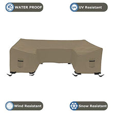 Patio U Shape Sofa Cover 12 Oz Waterproof - 100% UV & Weather Resistant Customize Outdoor sofa Cover with Air Pockets and Drawstring with Snug Fit (33" H x 120" W x 35" D, Beige)