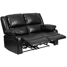 Emma + Oliver Black Faux Leather Loveseat with Built-in Recliners