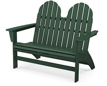 POLYWOOD Vineyard Adirondack Bench Green - 2 Person Curved Back Outdoor Garden Bench - Heavy Duty HDPE Patio Furniture - 48 Inch Wide Seating for Deck, Porch & Backyard