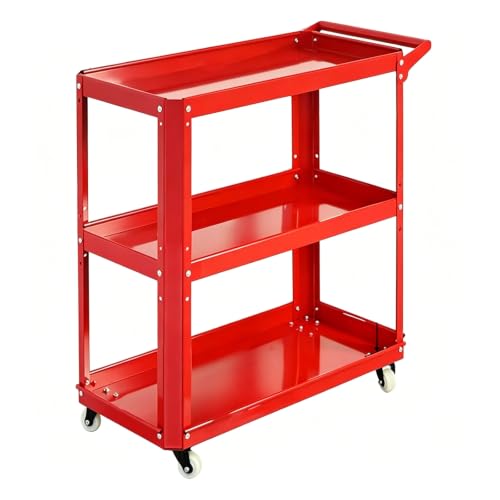 ARTUNV Metal Rolling Flower Cart With Wheels, 3-Tier Plant Display Stand