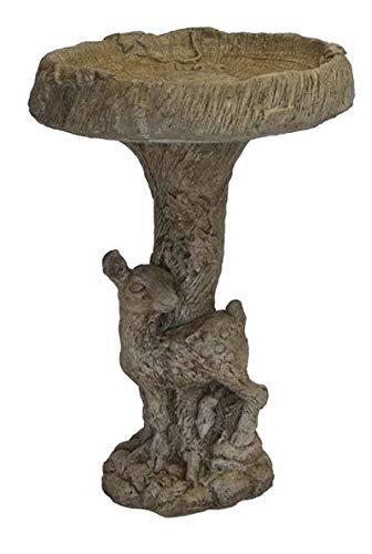 Solid Rock Stoneworks Fawn Birdbath 2pc 26in Tall Buff Color