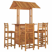 RJPLMFV 5 Piece Patio Bar Set Solid Acacia Wood Outdoor Table and Stools
