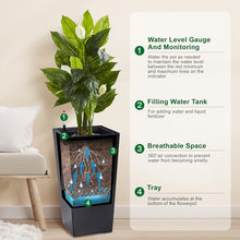 Merxent 22.4 Inch Tall Planter Set of 2, Indoor ＆ Outdoor Black Taper Planter with Shelf Insert, Self-Absorbing Plastic Flower Pots, Large Resin Plant Pots for Outdoor Plants and Front Porch Decor