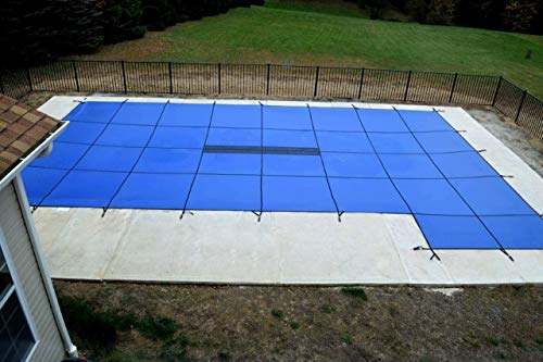 WaterWarden Premium Pool Safety Cover for 20’ x 40’ In-Ground Pool with Right Step, 20-Year Warranty, Superior Strength and Durability, UL Classified to ASTM F1346, Hardware Included, Solid Blue