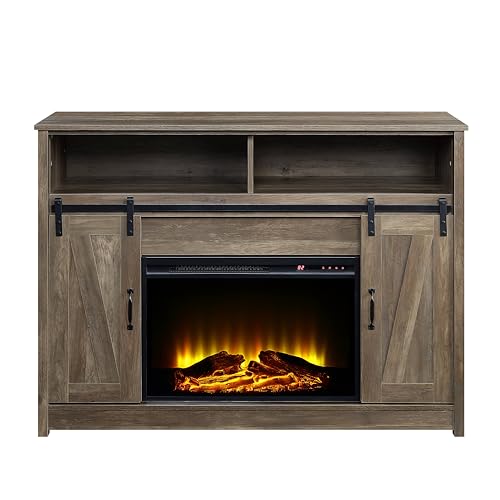 Acme Tobias Fireplace in Rustic Oak Finish