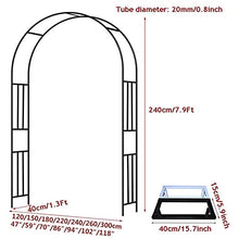SDdPulse Rose Arches Steel Frame, Wedding Arch, Garden Arbor Iron Arches, for Wedding Bridal Party Climbing Plants Support Structure, 1.2M to 3M,Black-120×240Cm (Rose 150×240cm)