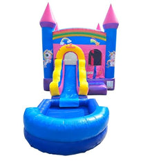 Pogo Bounce House Deluxe Pink Inflatable Bounce House with Slide and Water Pool