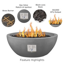 Dustyview 42-in Round Concrete Natural Gas Fire Bowl in Ash by BBQGuys Signature