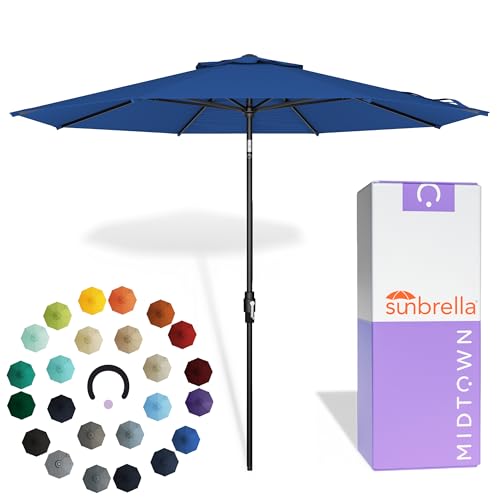 Midtown Umbrellas Swilt - 9 Ft Patio Umbrella, Dark Blue Canopy