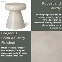 Emissary 18in. Glossy Glaze White Round Stoneware Garden Stool White