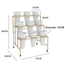 WXFJHH Flower Display Stand with Flower Buckets, Movable Plant Cart Shelf Cut Flowers Container Shelf, Florist Plant Display Shelves Flower Shelf Ladder, Florist Bouqu(Bucket-75×60×88cm)