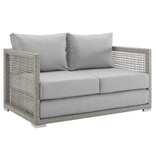 Afuera Living Wicker Patio Loveseat, Gray Finish, Synthetic PE Rattan and Powder-Coated Aluminum Frame, Water and UV-Resistant Cushions, 32" H x 52" W x 32" D Outdoor Furniture for Backyard or