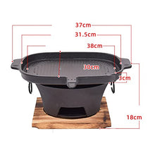 Charcoal Grill Household Barbecue Meat Stove Thickened Barbecue Pot Cast Iron Charcoal Stove With Rectangle Pan Barbecue Grill Outdoor Cooking Picnic Barbecue (Color : Black Size : 37x18cm)