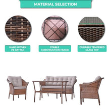 Angora Dinamic Rattan Outdoor Furniture Set – Stylish Garden Patio Set with Table, Double Chair, 2 Single Armchairs, Brown