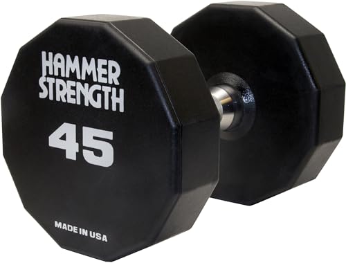 Life Fitness Hammer Strength 12 Sided Urethane Dumbbell 45lb Black