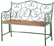 Rsmmpqa 42.5 inch 2-Seater Patio Garden Bench, Wrought Iron Solid Wood Bench, Antique Decoration Outdoor Park Balcony Lounge Chair