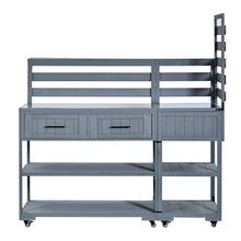 Merax 62.3'' Outdoor Mobile Kitchen Island on Wheels with Stainless Table Top, Outdoor Prep Cart Grill Table with Raised Shelf and Drawers for BBQ, Party, Gray