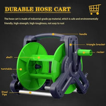 Garden Hose Reel Truck, Used for Planting Hose Reel Heavy-Duty Portable Water Pipes with Nozzles, Car Washing Hose Truck (Green 30m)
