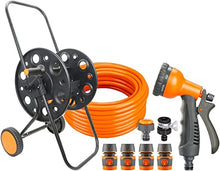 Portable Hose Pipe Reel,Garden Hose Reel Cart, Hose Reel Cart with Hose and Wheels, Durable Powder Coat Finish, Yard Water Planting Outdoor Garden Lawn Water Truck H,One Color-50M Hose