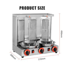 LwiftGal Gas Rotating Vertical Rotisserie Grill, 360° Rotating Doner Kebab Grill Machine, with Burners, Gas Fuel Rotisserie Equipment, for Restaurant Home Kitchen Use,Silver-L