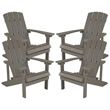 BizChair Poly Resin Adirondack Chair - Gray - All Weather - Indoor/Outdoor - Set of 4