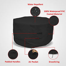 Octagon Fire Pit Cover 18 Oz Waterproof - 100% Weather Resistant Outdoor Fire Pit Table Cover with Air Pocket & Drawstring for Snug Fit (40" H x 65" D, Black)