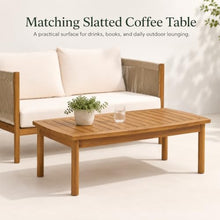 OYEFIT Outdoor Loveseat and Coffee Table Set, Acacia Wood 2-Piece Patio Set