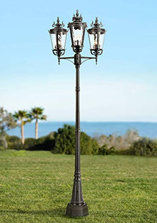 Casa Marseille™ 100"H Black Traditional Outdoor 3-Light Post Light Fixture