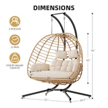 Micleed Double Egg Swing Chair with Stand, Outdoor 650LBS, Cream