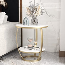 POLGDW Rock Slab Tea Table Small Coffee Table Sofa Round Corner Table Balcony Small Round Table Small Household Side Table(Svart)