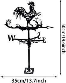 Weathervane Cock Wind Vane Stainless Steel Weather Vane Retro Weathercock Direction Indicator Garden Mount Yard Decoration (Style 1) (Style 2)