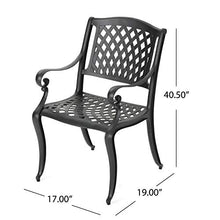 Christopher Knight Home Cayman Outdoor 6-Seater Cast Aluminum Dining Set 7-Pcs Black Sand