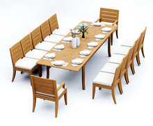 TeakFurnitureOutlet A-Grade Teak 13pc Dining 118" Rectangle Table Atnas Chair Set Outdoor Patio