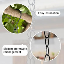 OGMOYT Matte Black Aluminum Rain Chain, 8.5 Ft Decorative Gutter Downspout with Durable Powder Coated Rings, Rust Resistant Water Drainage System for Outdoor Patio Garden Aesthetics and Easy Assembly